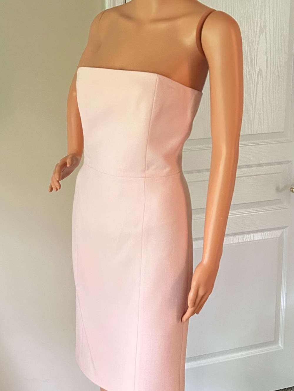 Elegant Strapless Sheath Dress in Soft Pink